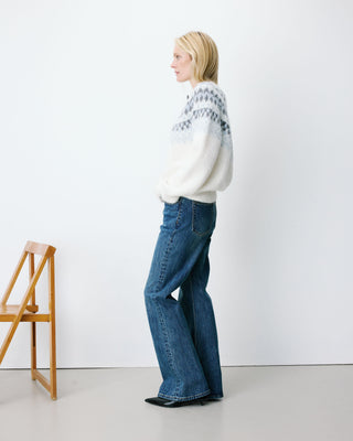 Cardigan en maille jacquard boutonné ivoire Alekio