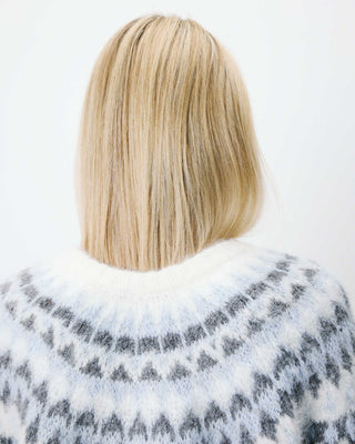 Cardigan en maille jacquard boutonné ivoire Alekio
