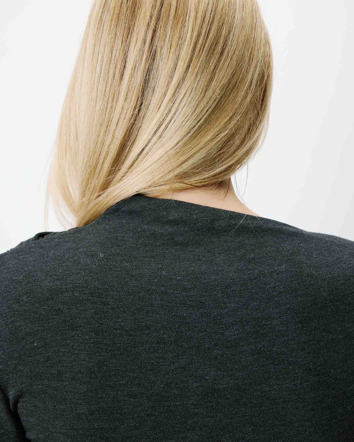 Top drapé asymétrique manches longues anthracite Aurygny