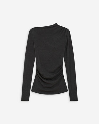Top drapé asymétrique manches longues anthracite Aurygny