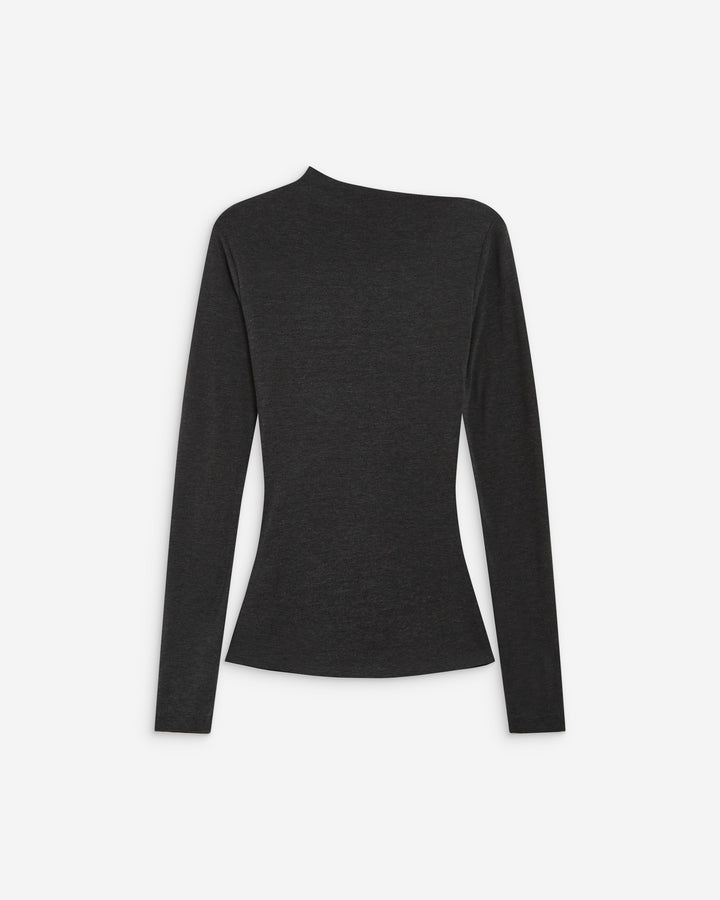 Top drapé asymétrique manches longues anthracite Aurygny