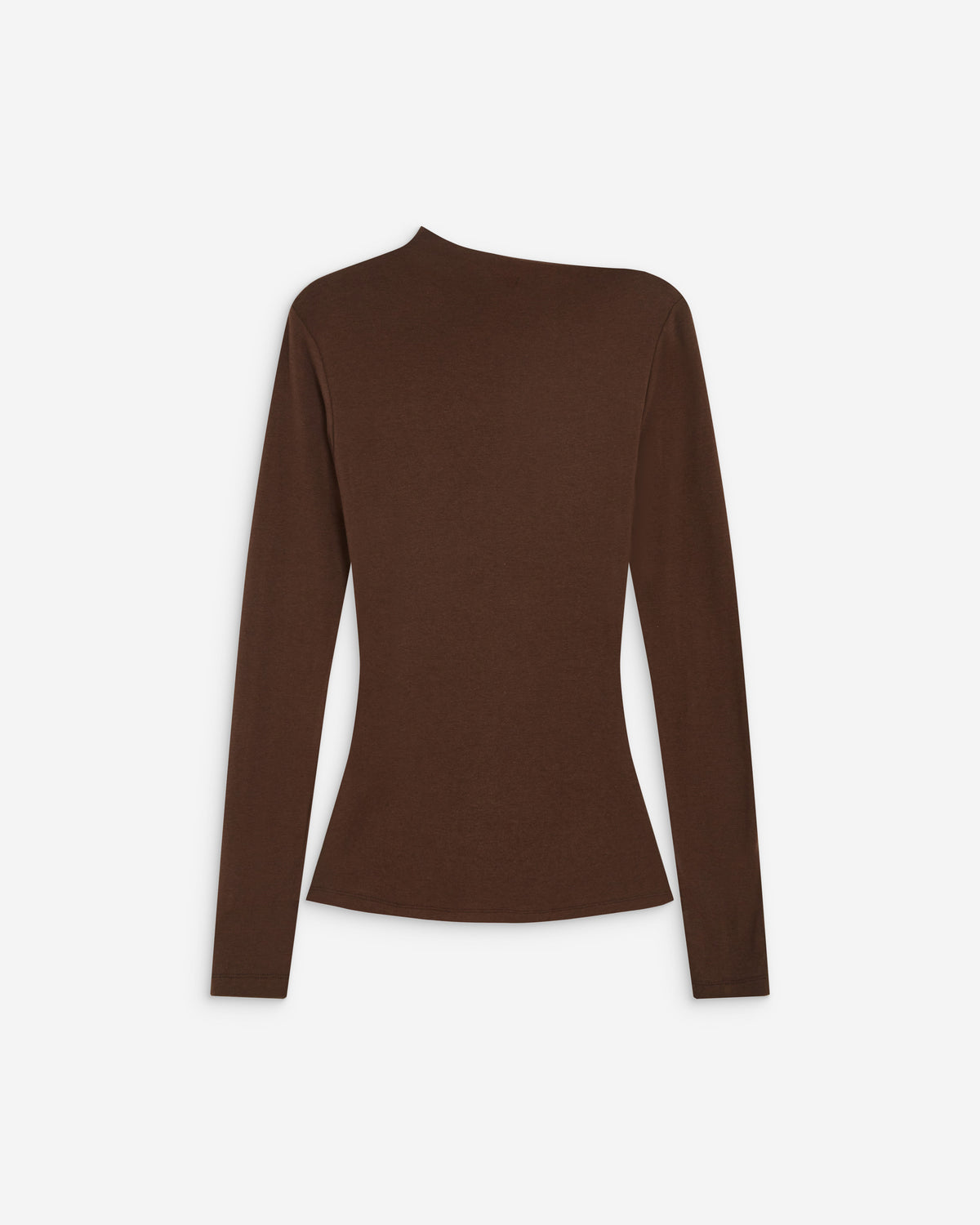 Top drapé asymétrique manches longues chocolat Aurygny
