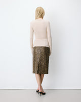 Long-sleeve asymmetric draped top sable Aurygny