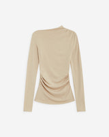 Long-sleeve asymmetric draped top sable Aurygny