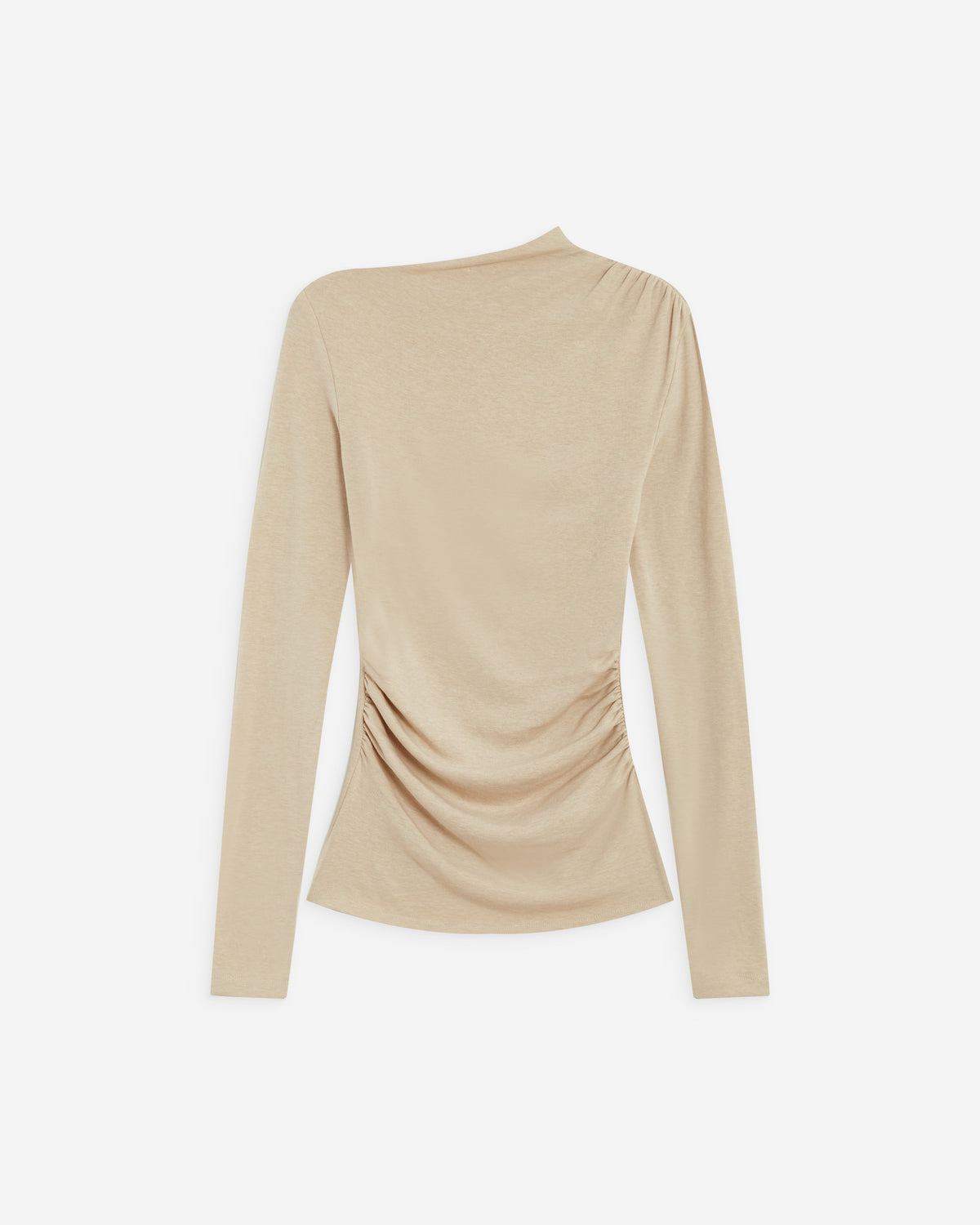 Long-sleeve asymmetric draped top sable Aurygny