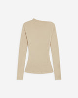 Long-sleeve asymmetric draped top sable Aurygny