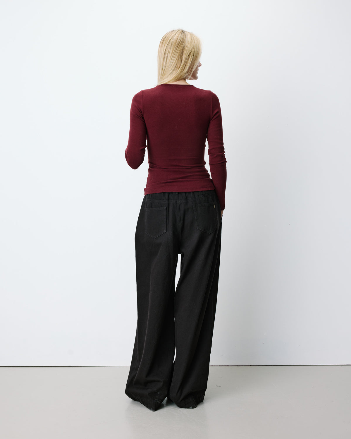 Top froncé col V croisé manches longues cherry Azul