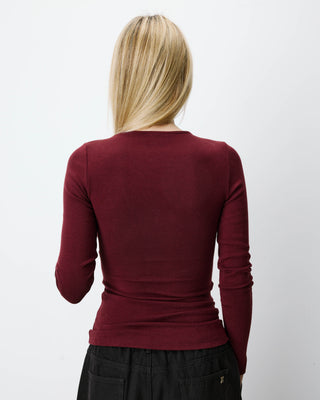 Top froncé col V croisé manches longues cherry Azul