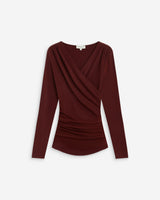 Top froncé col V croisé manches longues cherry Azul