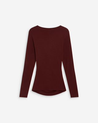 Top froncé col V croisé manches longues cherry Azul