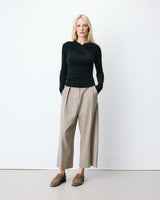 Ruched V-neck wrap top noir Azul