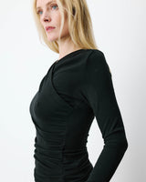 Ruched V-neck wrap top noir Azul