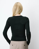 Ruched V-neck wrap top noir Azul