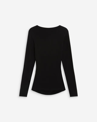 Top froncé col V croisé manches longues noir Azul