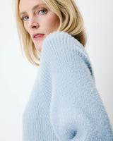 Cardigan doux col rond boutonné bleuet Aleron