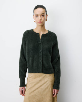 Buttoned crew-neck cardigan kaki Aleron