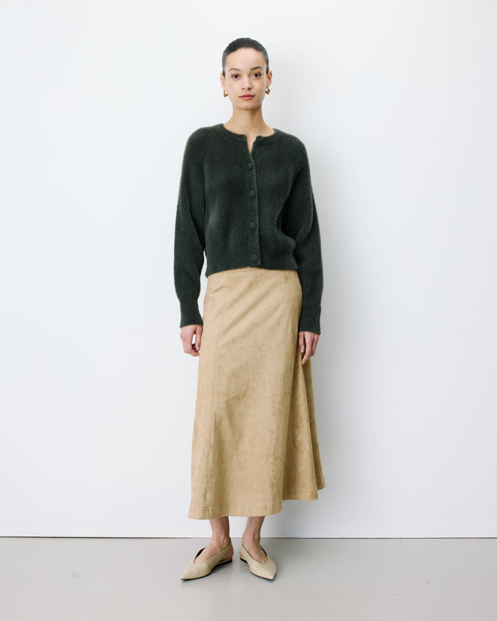Buttoned crew-neck cardigan kaki Aleron
