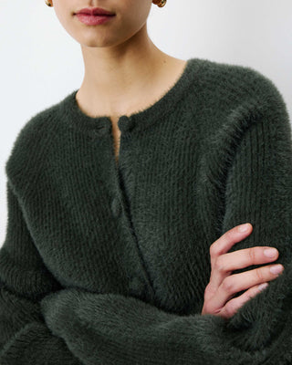 Buttoned crew-neck cardigan kaki Aleron