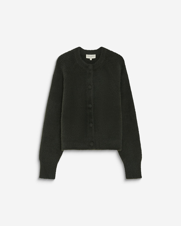 Buttoned crew-neck cardigan kaki Aleron