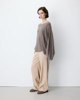 Boat-neck poncho sweater taupe Adela