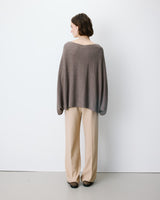 Boat-neck poncho sweater taupe Adela
