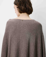 Boat-neck poncho sweater taupe Adela