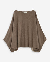 Boat-neck poncho sweater taupe Adela