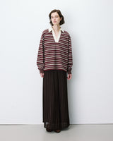 Polo rayé oversize col ouvert chocolat Aron