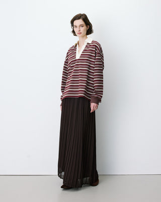 Polo rayé oversize col ouvert chocolat Aron