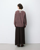 Polo rayé oversize col ouvert chocolat Aron
