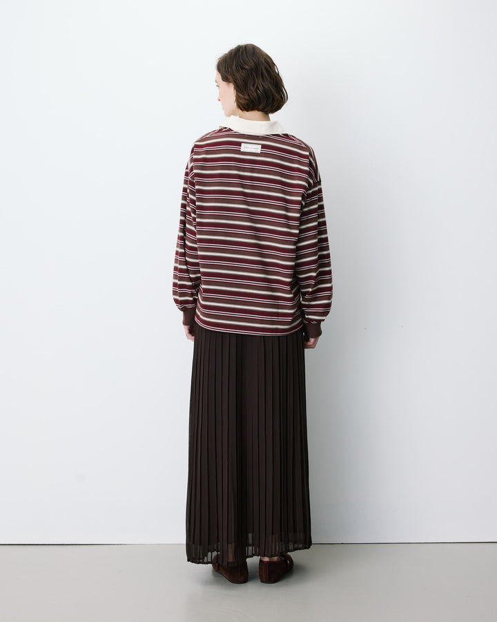 Polo rayé oversize col ouvert chocolat Aron