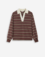 Polo rayé oversize col ouvert chocolat Aron