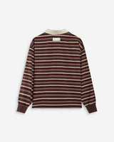 Polo rayé oversize col ouvert chocolat Aron