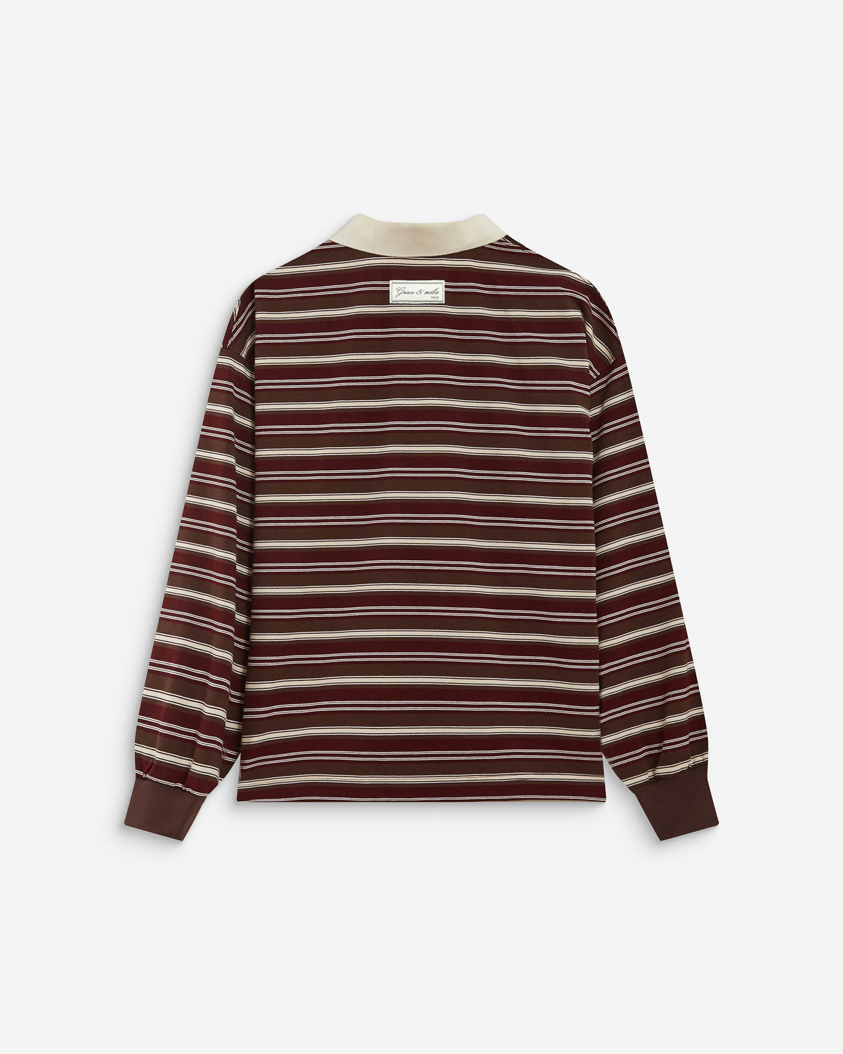 Polo rayé oversize col ouvert chocolat Aron