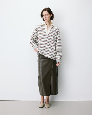 Polo rayé oversize col ouvert gris Aron