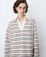 Polo rayé oversize col ouvert gris Aron