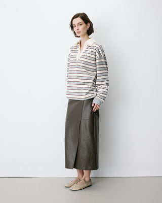 Polo rayé oversize col ouvert gris Aron