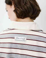 Polo rayé oversize col ouvert gris Aron