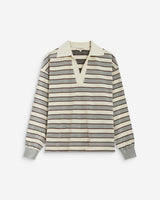 Polo rayé oversize col ouvert gris Aron