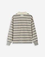Polo rayé oversize col ouvert gris Aron