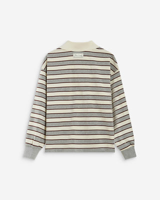 Polo rayé oversize col ouvert gris Aron