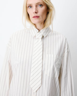 Chemise oversize à cravate amovible ecru Athena