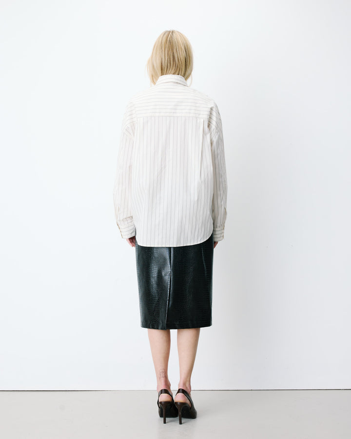 Chemise oversize à cravate amovible ecru Athena