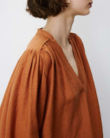 Blouse ample manches bouffantes 3/4 col V camel Auriane