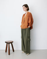 Blouse ample manches bouffantes 3/4 col V camel Auriane