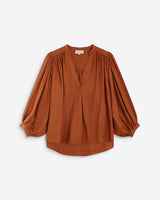 Blouse ample manches bouffantes 3/4 col V camel Auriane