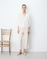 Puff-sleeve V-neck blouse ecru Auriane