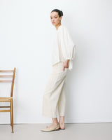 Puff-sleeve V-neck blouse ecru Auriane