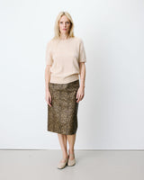 Cardigan manches courtes col rond beige Akarios