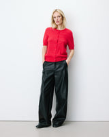 Short-sleeve crew-neck cardigan rouge Akarios